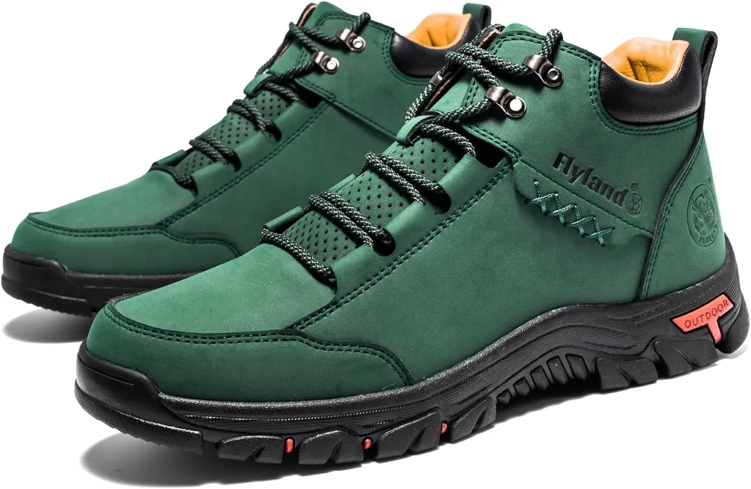 FLYLAND Men's Casual Leather Shoes Chukka Ankle Boots Handmade Fashion Shoes Non Slip Breathable Comfortable Mid Top for Driving Walking Outdoor