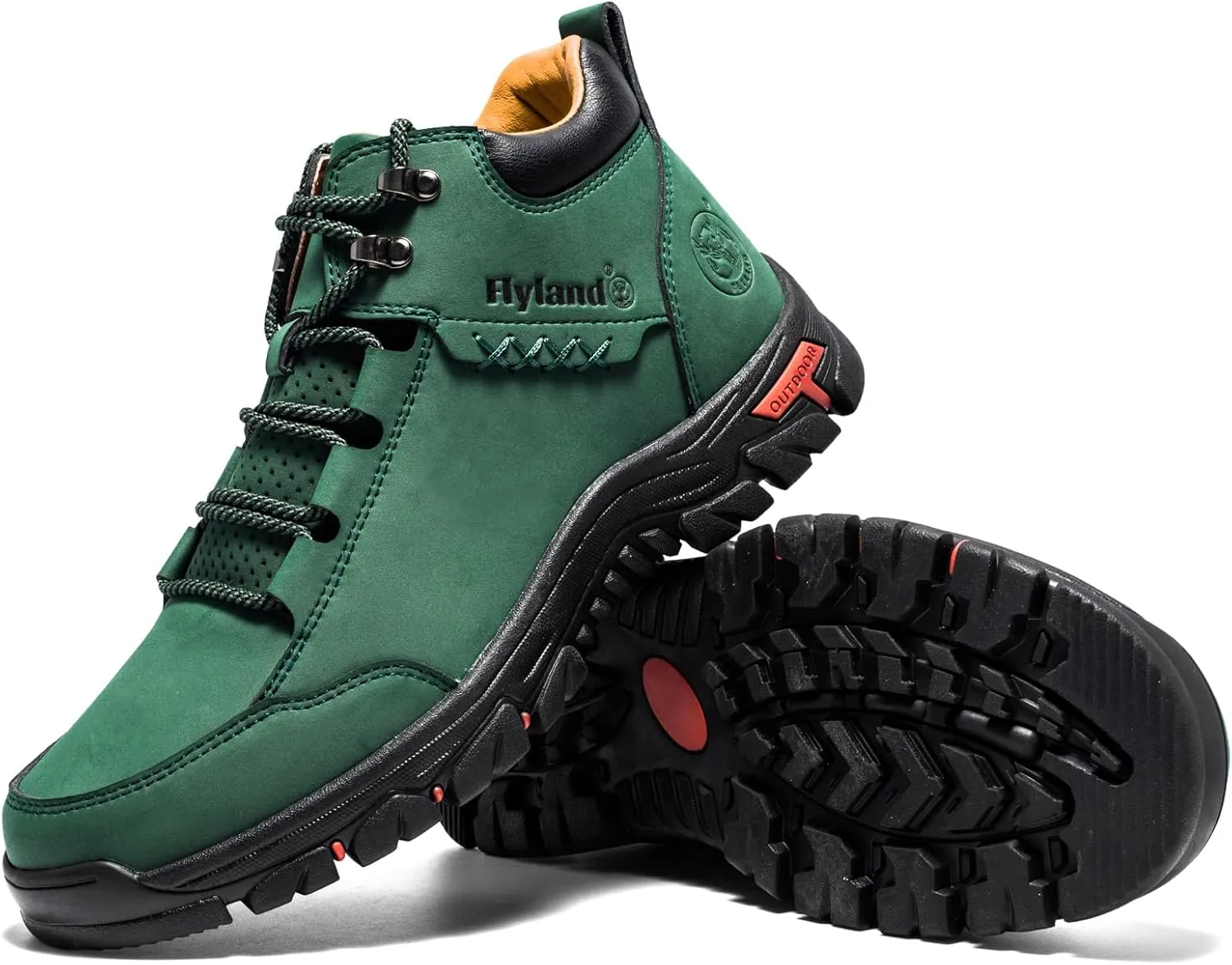 FLYLAND Men's Casual Leather Shoes Chukka Ankle Boots Handmade Fashion Shoes Non Slip Breathable Comfortable Mid Top for Driving Walking Outdoor