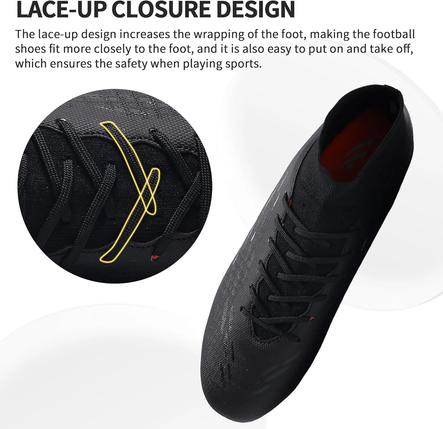 Football Cleats Men, Indoor Outdoor High Top Soccer Shoes Lightweight Shock Resistant Training Boots Breathable Professional Turf Shoes Sport Athletic Ground Football Boots FG Soccer Cleats for Men