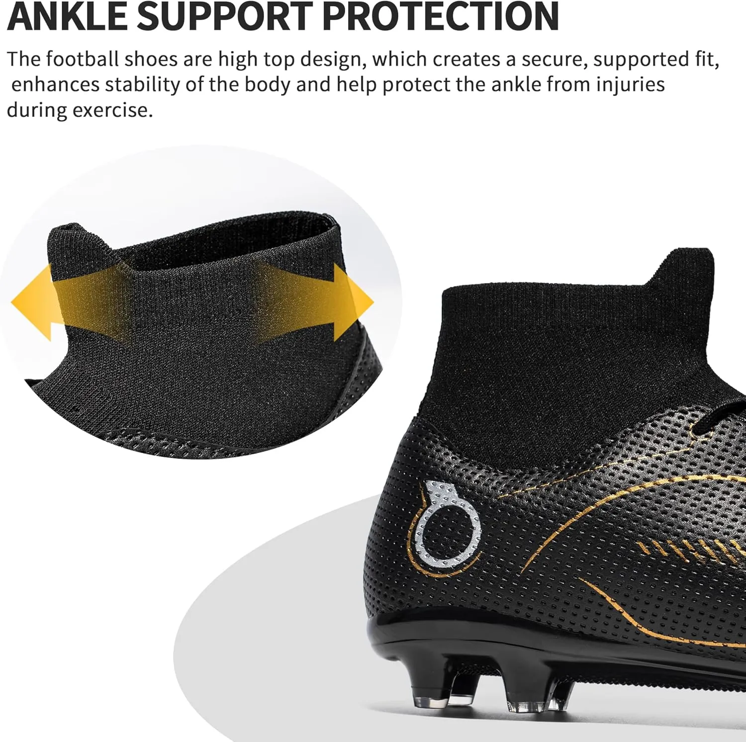 Football Cleats Men, Indoor Outdoor High Top Soccer Shoes Lightweight Shock Resistant Training Boots Breathable Professional Turf Shoes Sport Athletic Ground Football Boots FG Soccer Cleats for Men