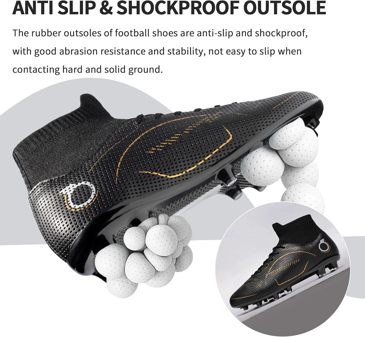 Football Cleats Men, Indoor Outdoor High Top Soccer Shoes Lightweight Shock Resistant Training Boots Breathable Professional Turf Shoes Sport Athletic Ground Football Boots FG Soccer Cleats for Men