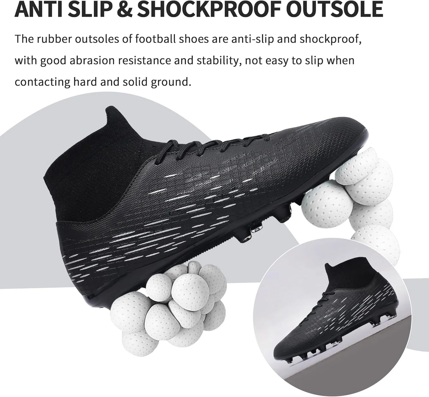 Football Cleats Men, Indoor Outdoor High Top Soccer Shoes Lightweight Shock Resistant Training Boots Breathable Professional Turf Shoes Sport Athletic Ground Football Boots FG Soccer Cleats for Men