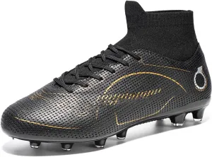 Football Cleats Men, Indoor Outdoor High Top Soccer Shoes Lightweight Shock Resistant Training Boots Breathable Professional Turf Shoes Sport Athletic Ground Football Boots FG Soccer Cleats for Men