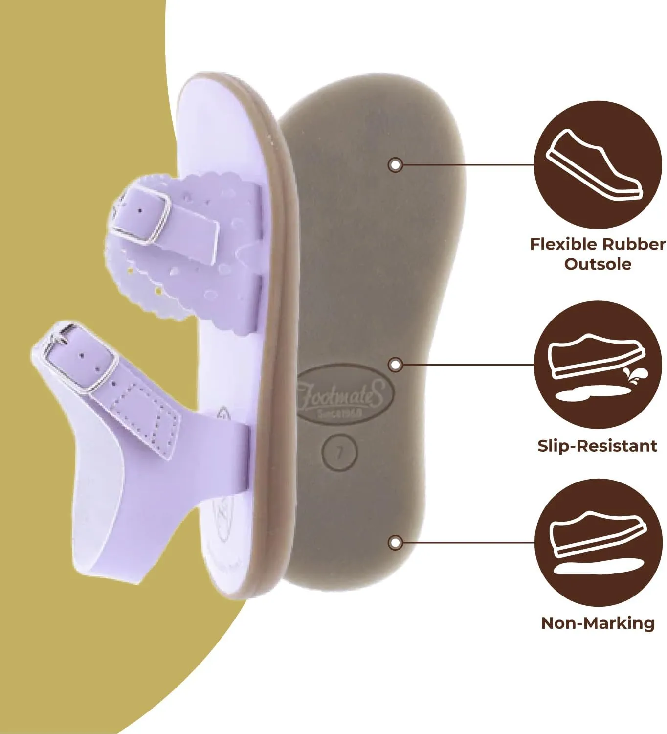 FOOTMATES Ariel and Eco-Ariel Waterproof Sandals for Girls and Boys with Slip-Resistant, Non-Marking Outsoles and Strap Closure for Infants, Toddlers, and Kids Ages 0-12