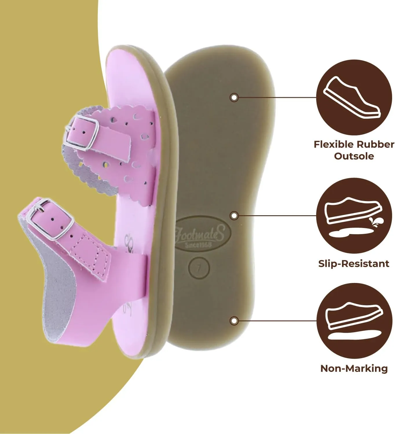 FOOTMATES Ariel and Eco-Ariel Waterproof Sandals for Girls and Boys with Slip-Resistant, Non-Marking Outsoles and Strap Closure for Infants, Toddlers, and Kids Ages 0-12