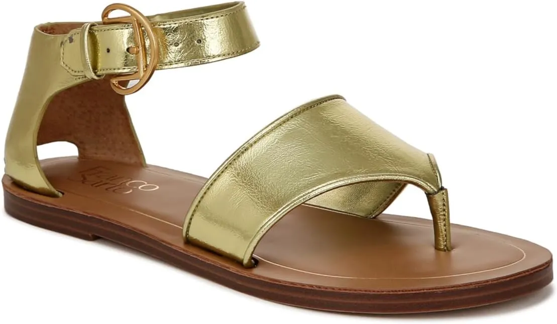 Franco Sarto Women's Ruth Ankle Strap Thong Flat Sandal
