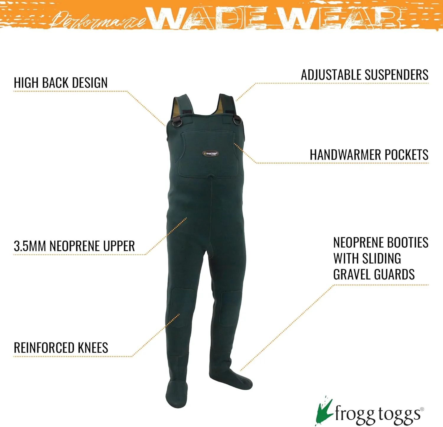 FROGG TOGGS Men's Amphib Stockingfoot Neoprene Waterproof Fishing Chest Wader for Fishing