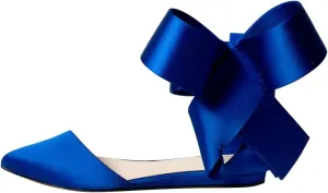FSJ Women Chic Closed Pointed Toe D'Orsay Ankle Strap Ballet Flats Shoes Large Side Bows Comfortable Shoes Size 4-16 US