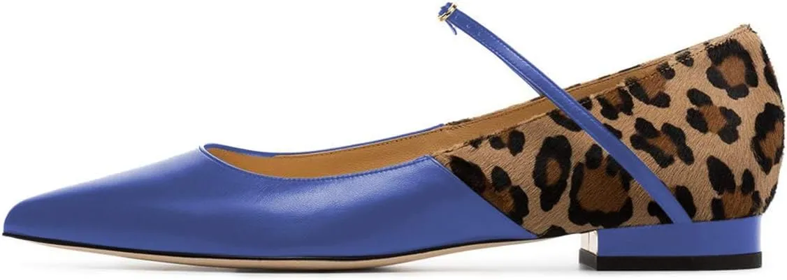 FSJ Women Sexy Leopard Prints Flats Hidden Low Heels Pumps Closed Pointy Toe Slip On Shoes Size 4-15 US