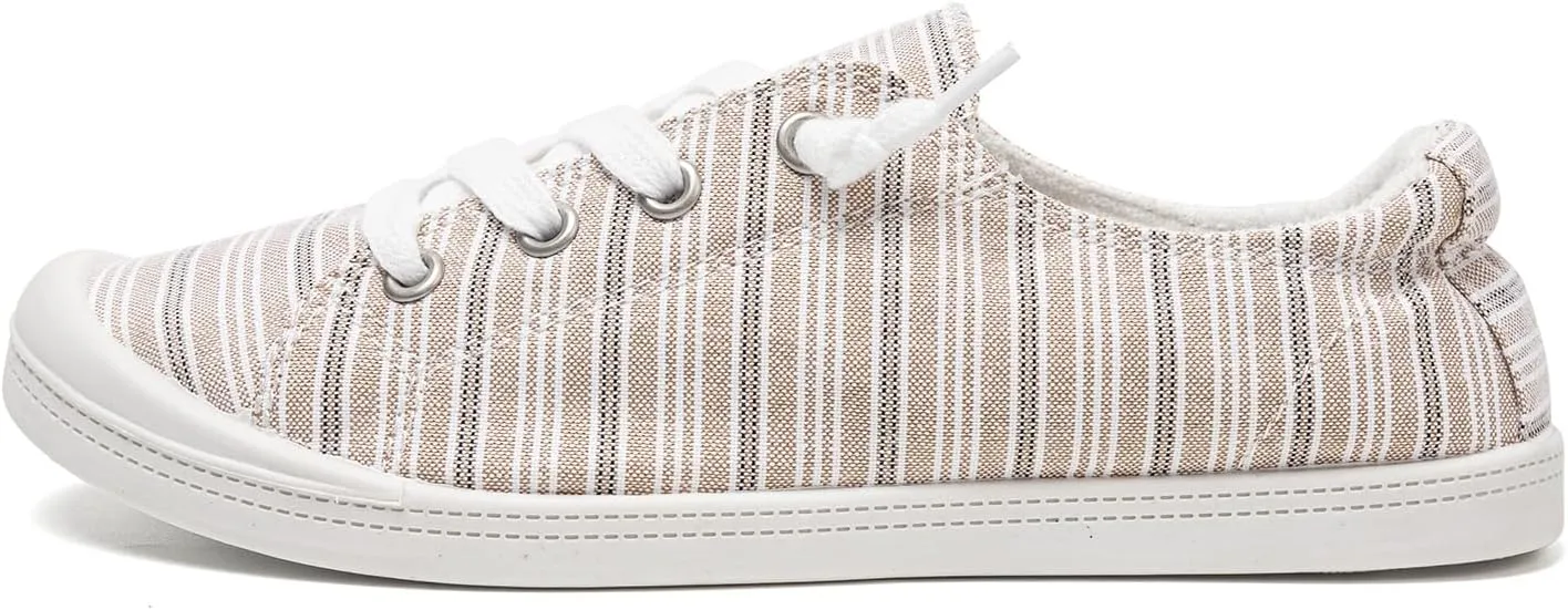 FUNKYMONKEY Shoes for Women, Comfort Low Top Canvas Slip On Sneakers Classic Casual Walking Shoes