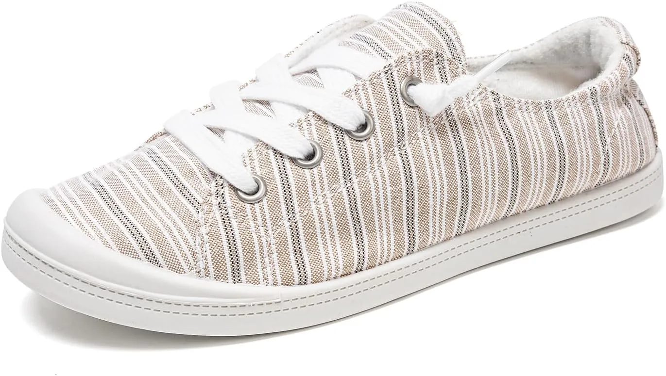 FUNKYMONKEY Shoes for Women, Comfort Low Top Canvas Slip On Sneakers Classic Casual Walking Shoes