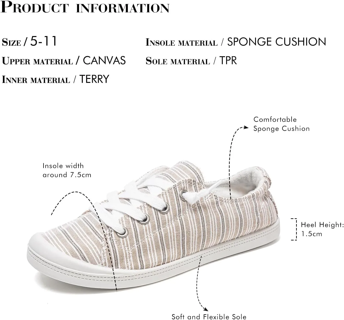 FUNKYMONKEY Shoes for Women, Comfort Low Top Canvas Slip On Sneakers Classic Casual Walking Shoes
