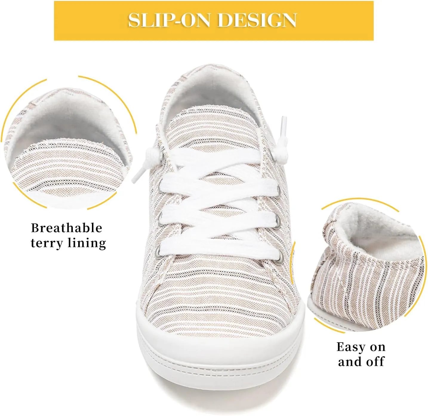 FUNKYMONKEY Shoes for Women, Comfort Low Top Canvas Slip On Sneakers Classic Casual Walking Shoes
