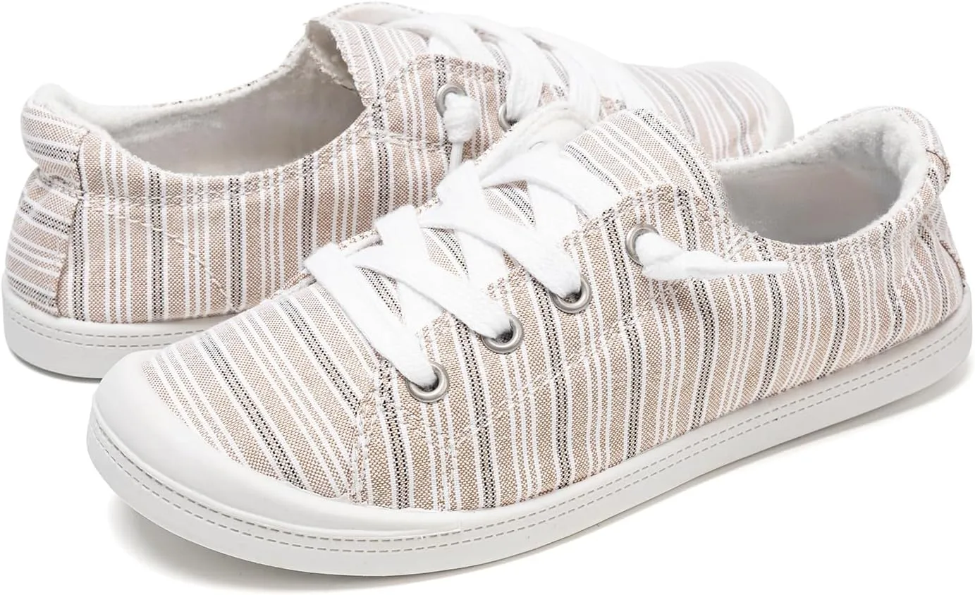 FUNKYMONKEY Shoes for Women, Comfort Low Top Canvas Slip On Sneakers Classic Casual Walking Shoes