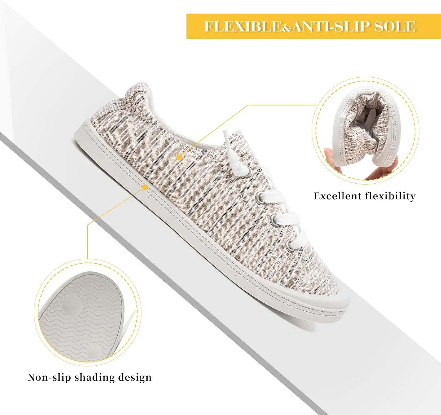FUNKYMONKEY Shoes for Women, Comfort Low Top Canvas Slip On Sneakers Classic Casual Walking Shoes