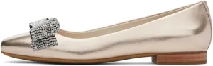FYS Women's Bow Round Toe Pumps Comfortable Slip on Flats Shining Rhinestone Office Formal Daily Shoes Size 4-16 US