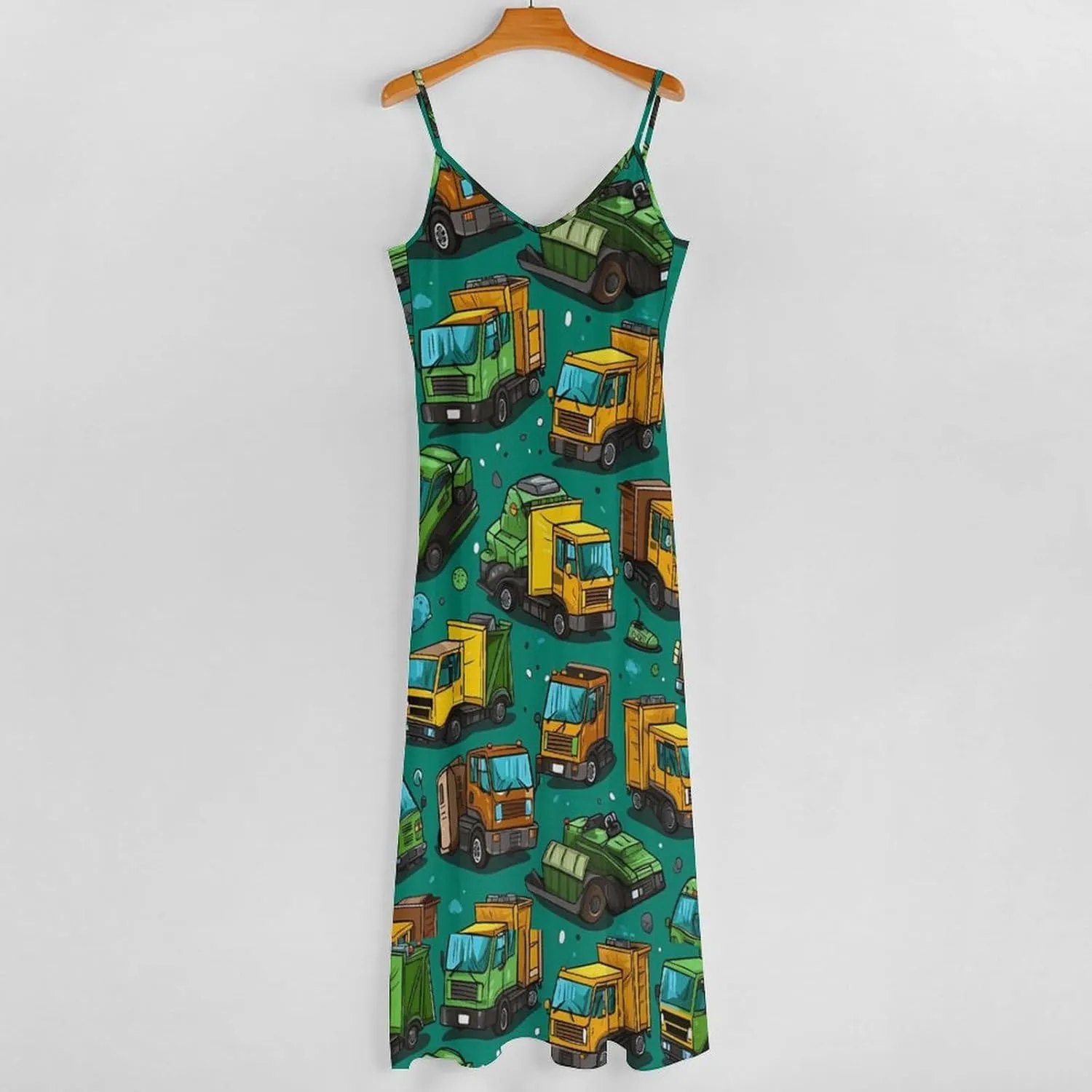 Garbage Truck Busy Day Women's Casual Maxi Dress Sleeveless Summer Beach Sundress Swing Dress Vacation