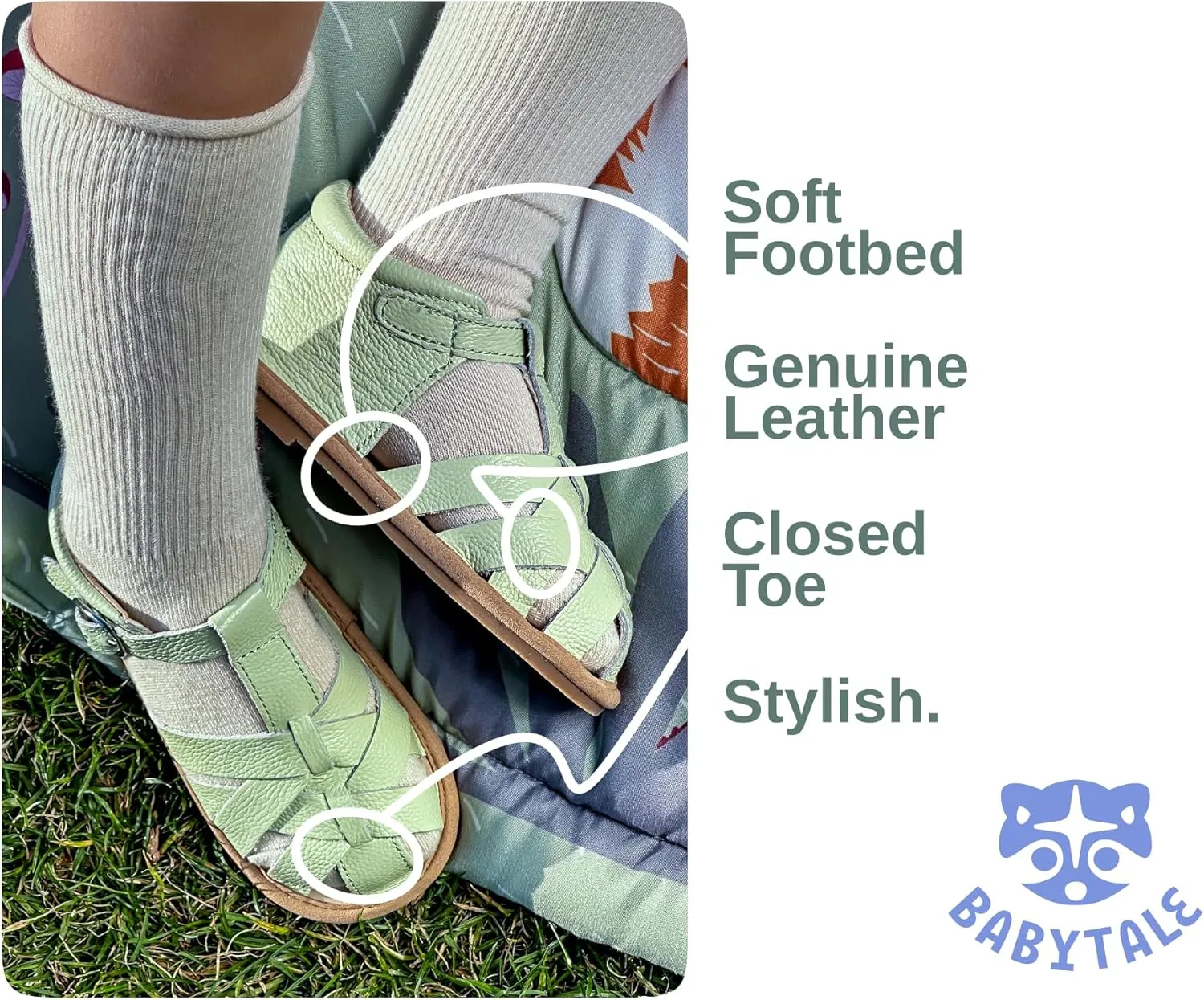 Genuine leather Closed Toe Girls' sandals for toddler/small kids