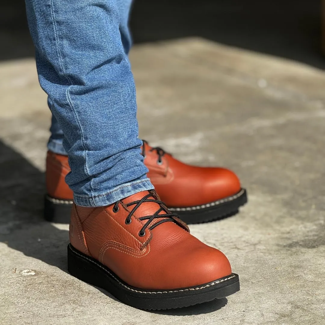 Georgia Boot PRO-Series Men's 8" Lace-Up ASTM Steel-Toe EH-Rated Wedge Work Boot, Full Grain Leather Shoes with Slip and Oil Resistant Midnight Black Outsole, Comfortable Russet-Brown Motorcycle Boots for Men - GB002PRO