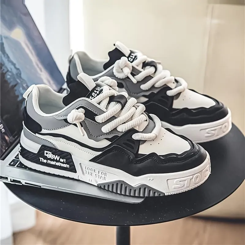 ging, Traveling, All SeasonsMen's Fashionable Thick Soled Skateboard Shoes, Suitable for Outdoor Campus Walking
