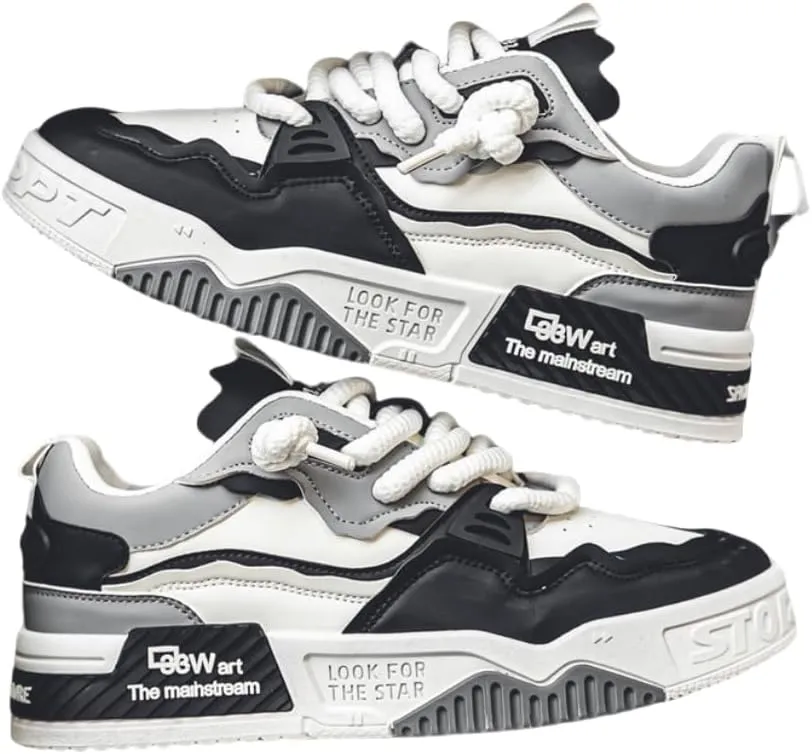 ging, Traveling, All SeasonsMen's Fashionable Thick Soled Skateboard Shoes, Suitable for Outdoor Campus Walking