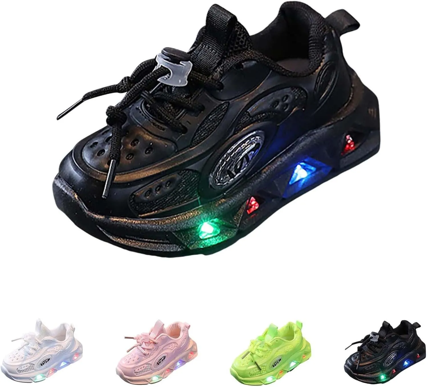 Girls Light Up Shoes Lac𝐞 Up Non-Slip Luminous Shoes Low Top Mesh Lightweight Casual Sneaker Led Casual Shoes