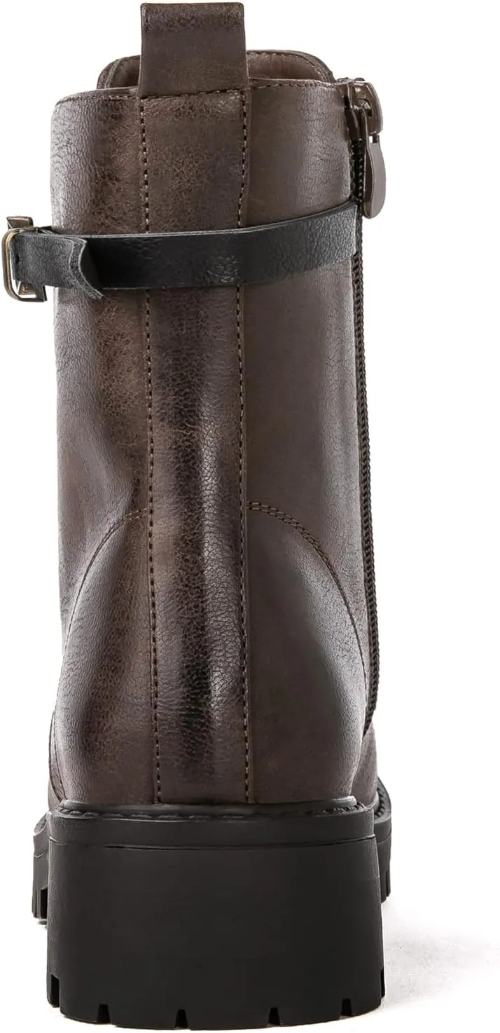 GLOBALWIN Women's Combat Boots Lace Up Boots For Women Ankle Booties For Women Low Heel