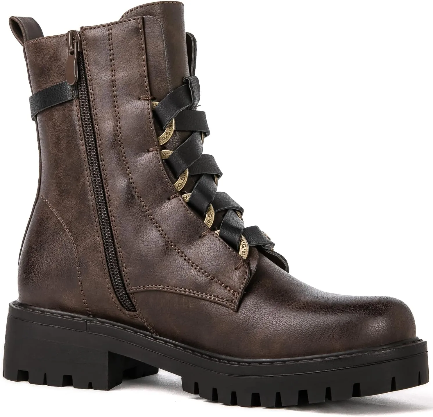 GLOBALWIN Women's Combat Boots Lace Up Boots For Women Ankle Booties For Women Low Heel