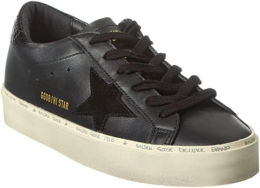 Golden Goose Women's Hi Star Nappa Upper Suede Star Cocco Printed Leather Heel, Black, 38, 7