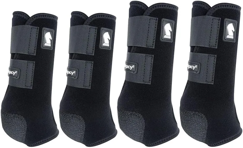 HAENJA Classic Equine Medium Horse Front Hind Sports Boots 4 Pack Black.