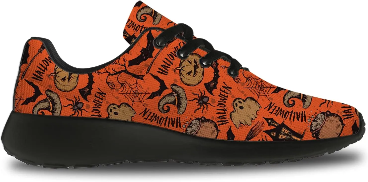 Halloween Shoes for Women Men Running Shoes Walking Tennis Sneakers Pumpkin Ghost Bat Shoes Gifts for Boy Girl