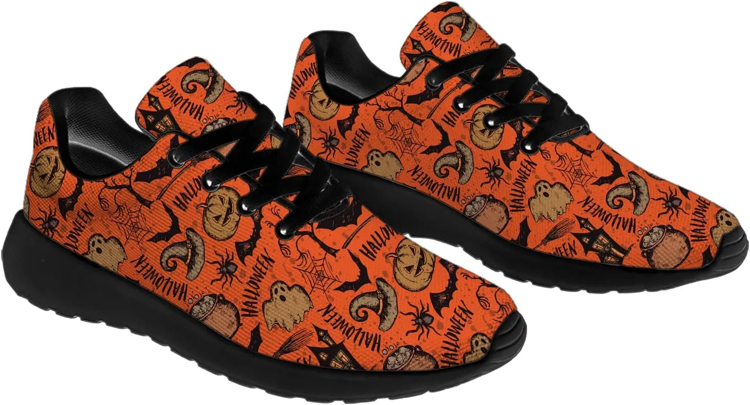 Halloween Shoes for Women Men Running Shoes Walking Tennis Sneakers Pumpkin Ghost Bat Shoes Gifts for Boy Girl