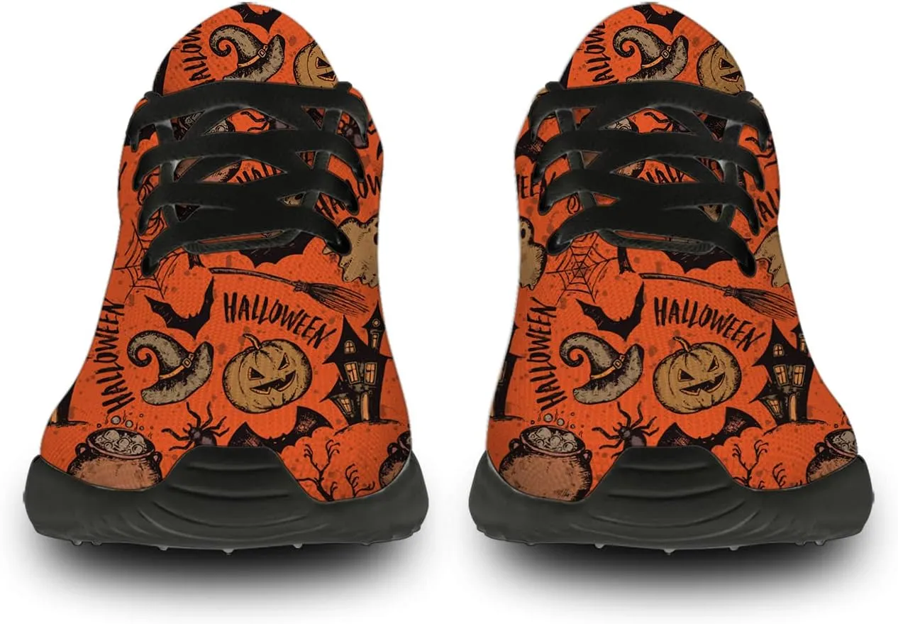 Halloween Shoes for Women Men Running Shoes Walking Tennis Sneakers Pumpkin Ghost Bat Shoes Gifts for Boy Girl