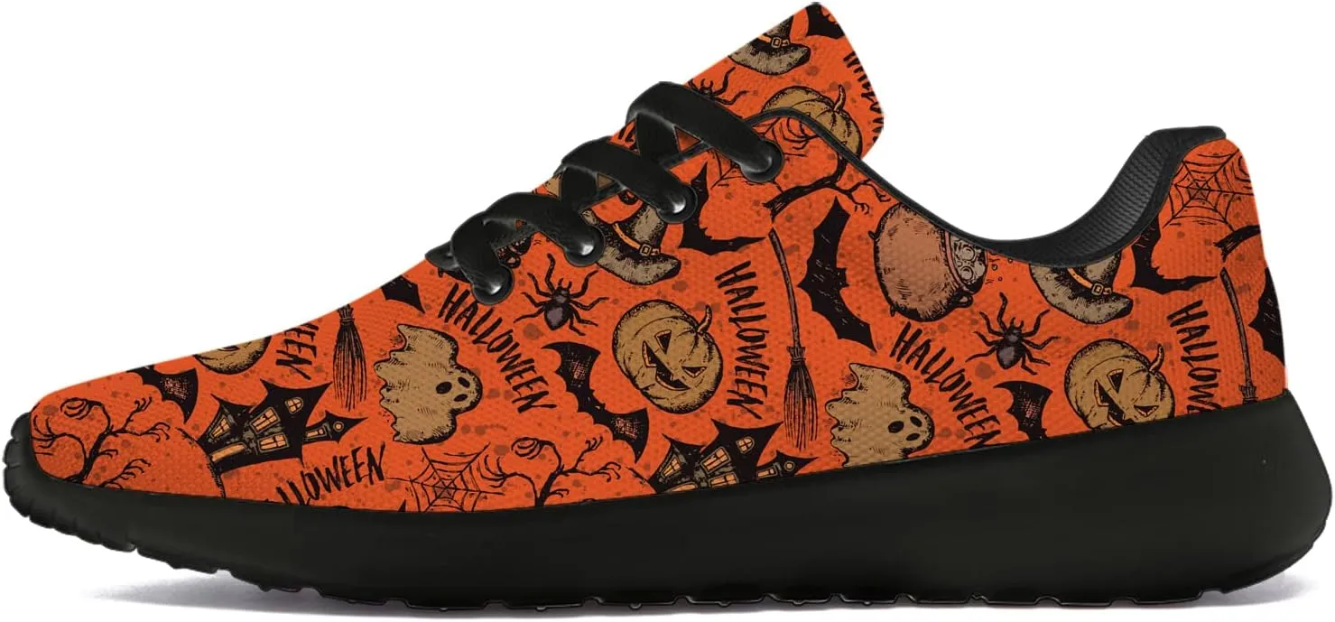 Halloween Shoes for Women Men Running Shoes Walking Tennis Sneakers Pumpkin Ghost Bat Shoes Gifts for Boy Girl