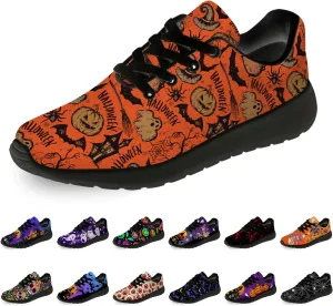 Halloween Shoes for Women Men Running Shoes Walking Tennis Sneakers Pumpkin Ghost Bat Shoes Gifts for Boy Girl