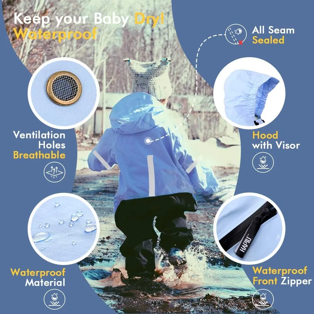 HAPIU Kids Toddler Rain Suit Muddy Buddy Waterproof Coverall