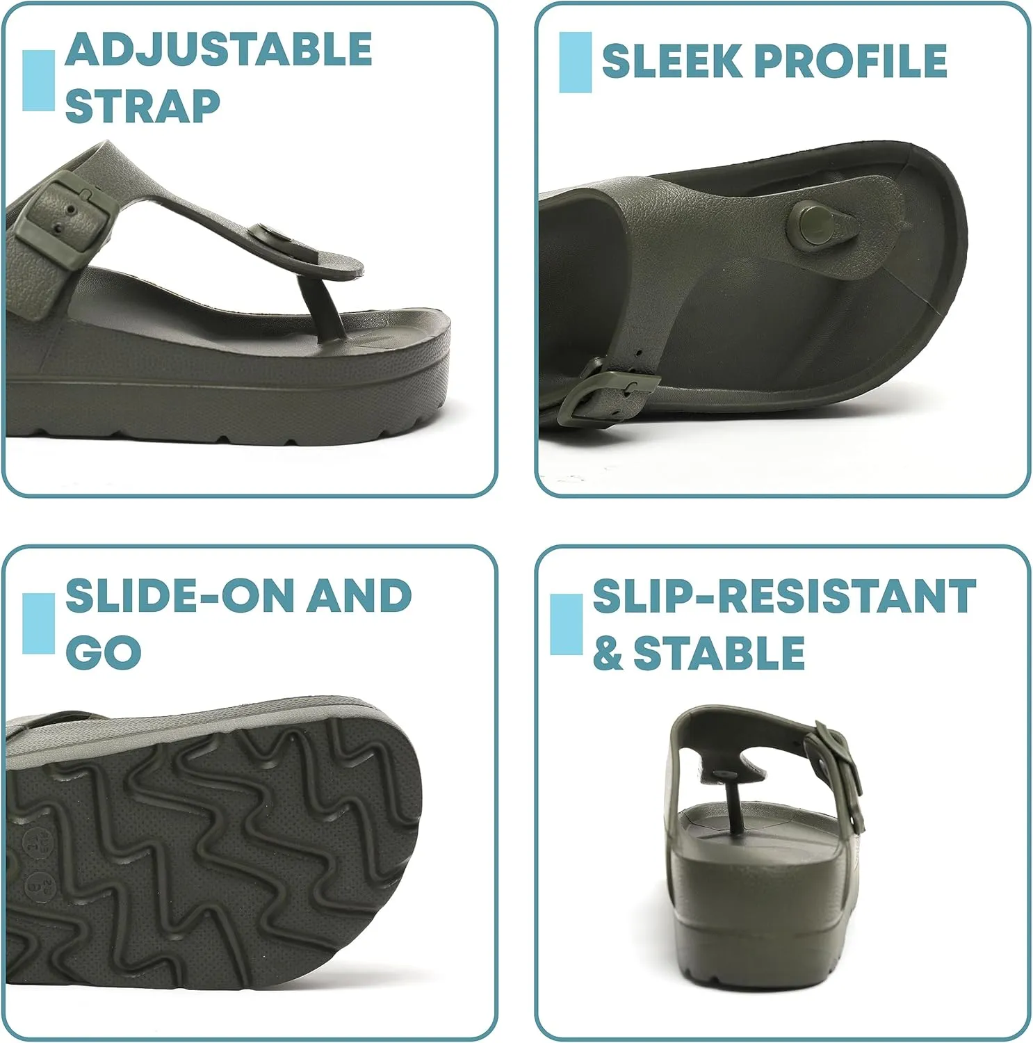 Happyo MUCHO MAHALO Maui Women's Platform Sandals, Adjustable Buckle Flat Sandals with Arch Support, EVA Foam Slides with Thick Soles Extra Cushion