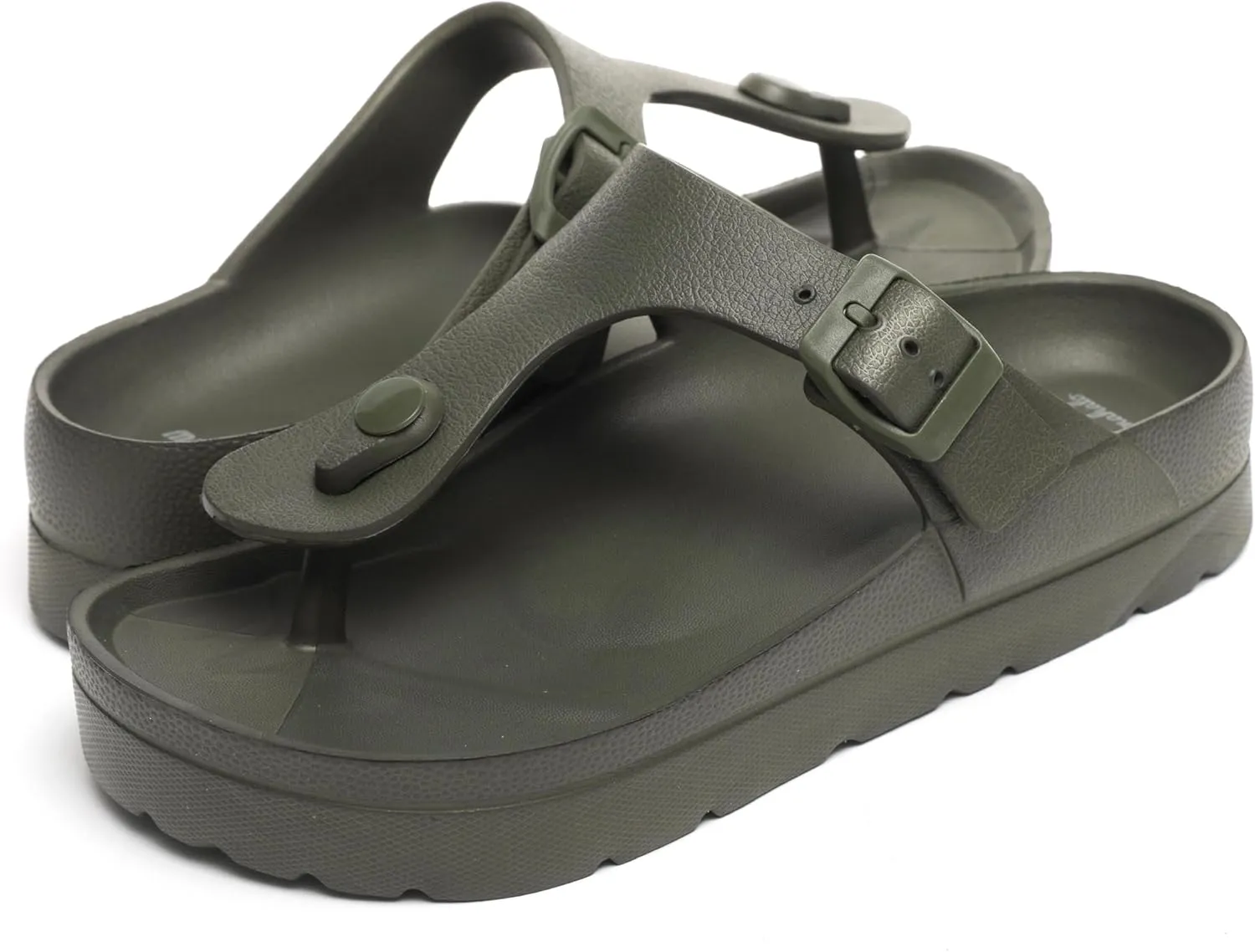 Happyo MUCHO MAHALO Maui Women's Platform Sandals, Adjustable Buckle Flat Sandals with Arch Support, EVA Foam Slides with Thick Soles Extra Cushion