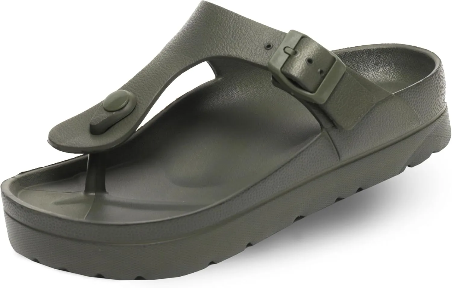 Happyo MUCHO MAHALO Maui Women's Platform Sandals, Adjustable Buckle Flat Sandals with Arch Support, EVA Foam Slides with Thick Soles Extra Cushion