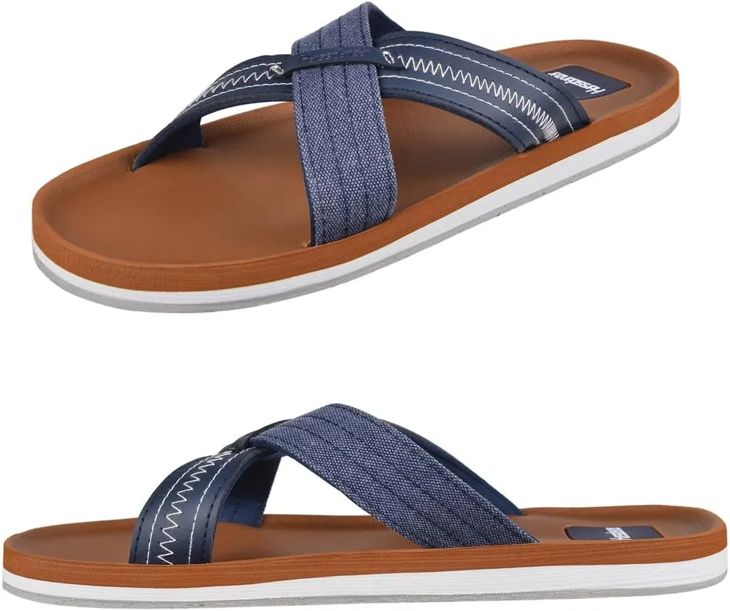 Harssidanzar Men Summer Cross Slide Sandals Comfort Lightweight Arch Support Slides Sandals KM234US