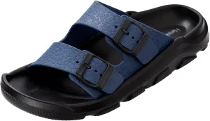 Harssidanzar Mens Slides Sandals Double Buckle Adjustable Slides EVA Flat Sandals KM243US