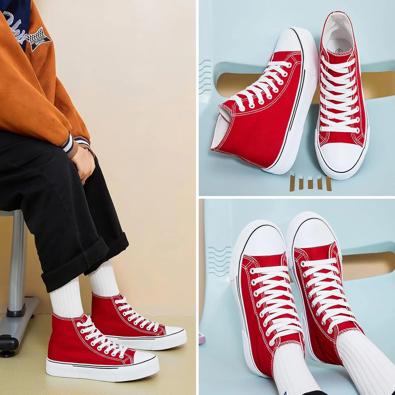 hash bubbie Unisex Fashion High top Sneakers Womens Classic High Tops Canvas Shoes Casual Tennis Shoes for Men