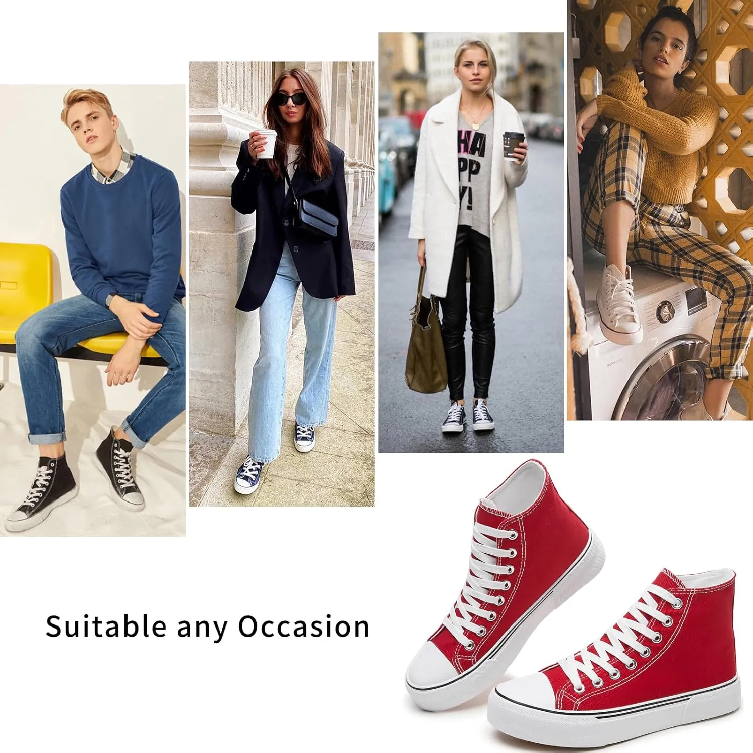 hash bubbie Unisex Fashion High top Sneakers Womens Classic High Tops Canvas Shoes Casual Tennis Shoes for Men