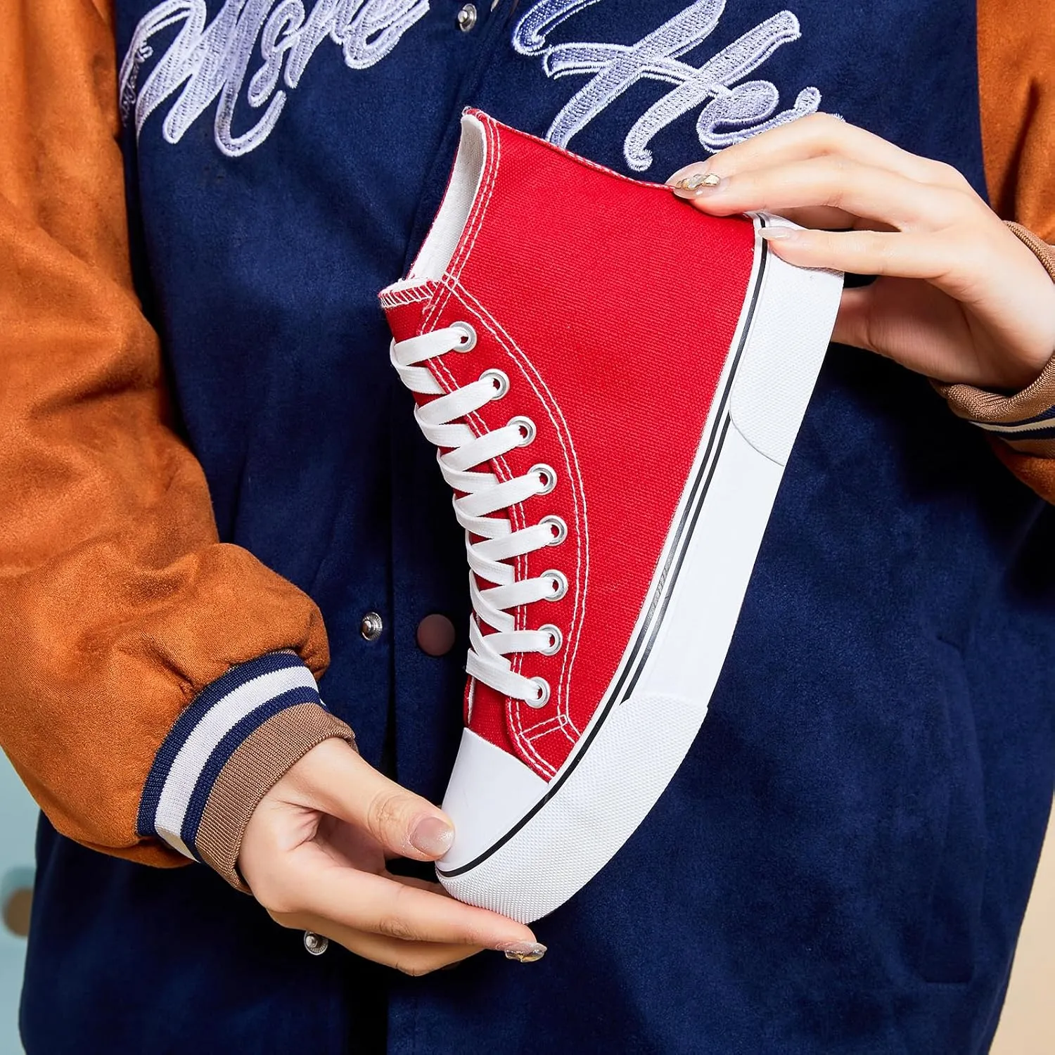 hash bubbie Unisex Fashion High top Sneakers Womens Classic High Tops Canvas Shoes Casual Tennis Shoes for Men