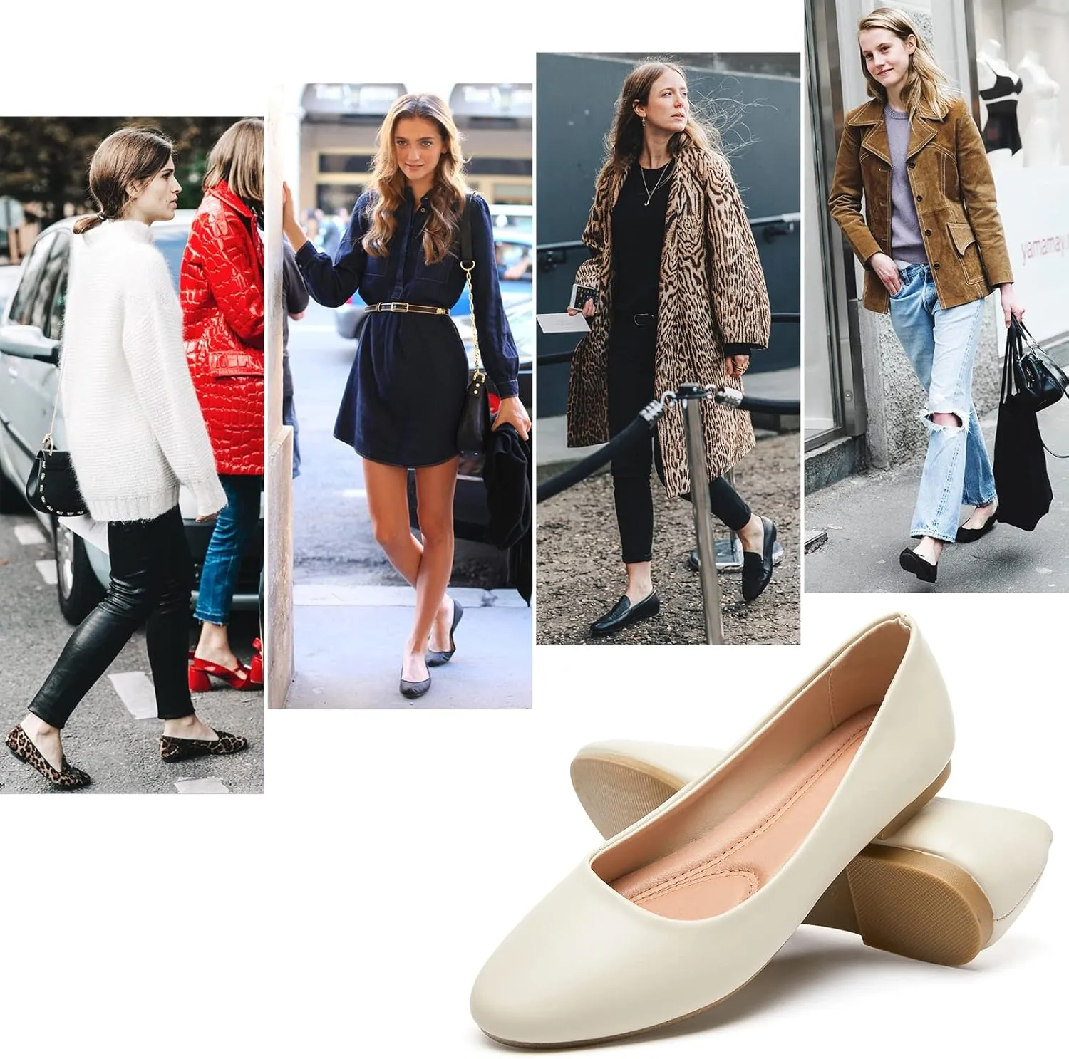Hash Bubbie Women's Flats Shoes Ballet Flats Dress Shoes Comfortable PU Leather Slip on Shoes for Women