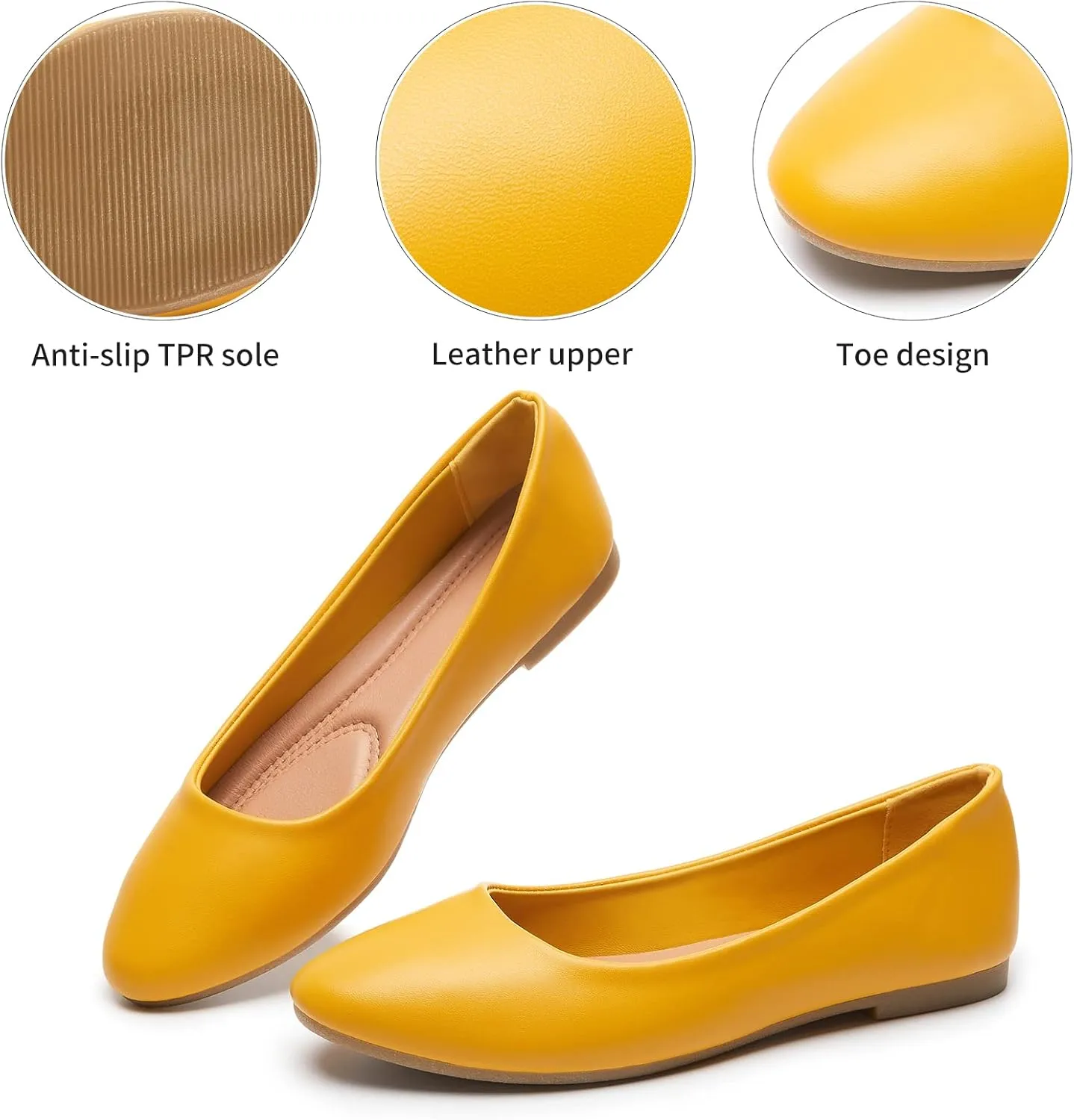 Hash Bubbie Women's Flats Shoes Ballet Flats Dress Shoes Comfortable PU Leather Slip on Shoes for Women