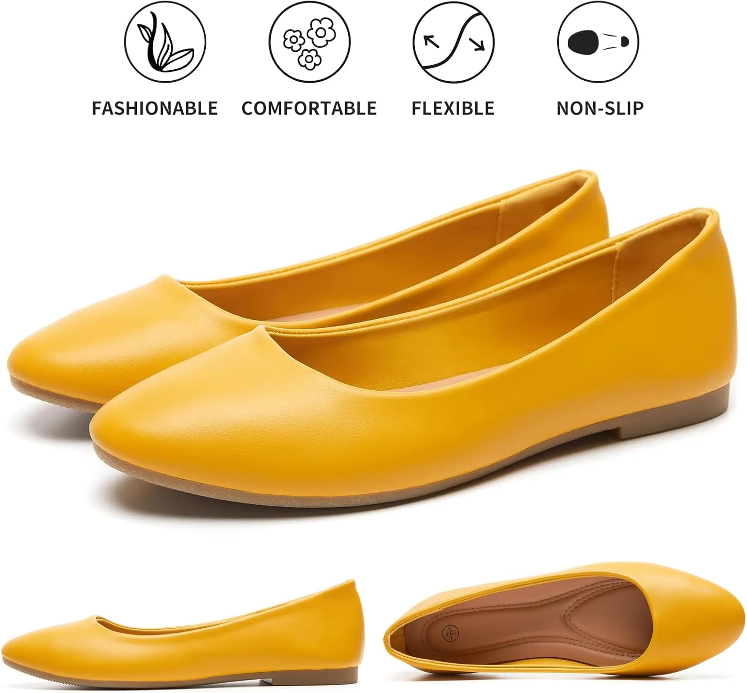 Hash Bubbie Women's Flats Shoes Ballet Flats Dress Shoes Comfortable PU Leather Slip on Shoes for Women