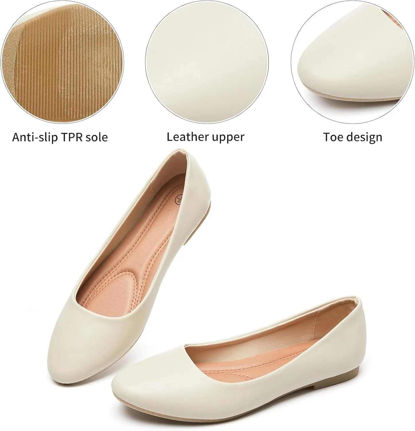 Hash Bubbie Women's Flats Shoes Ballet Flats Dress Shoes Comfortable PU Leather Slip on Shoes for Women