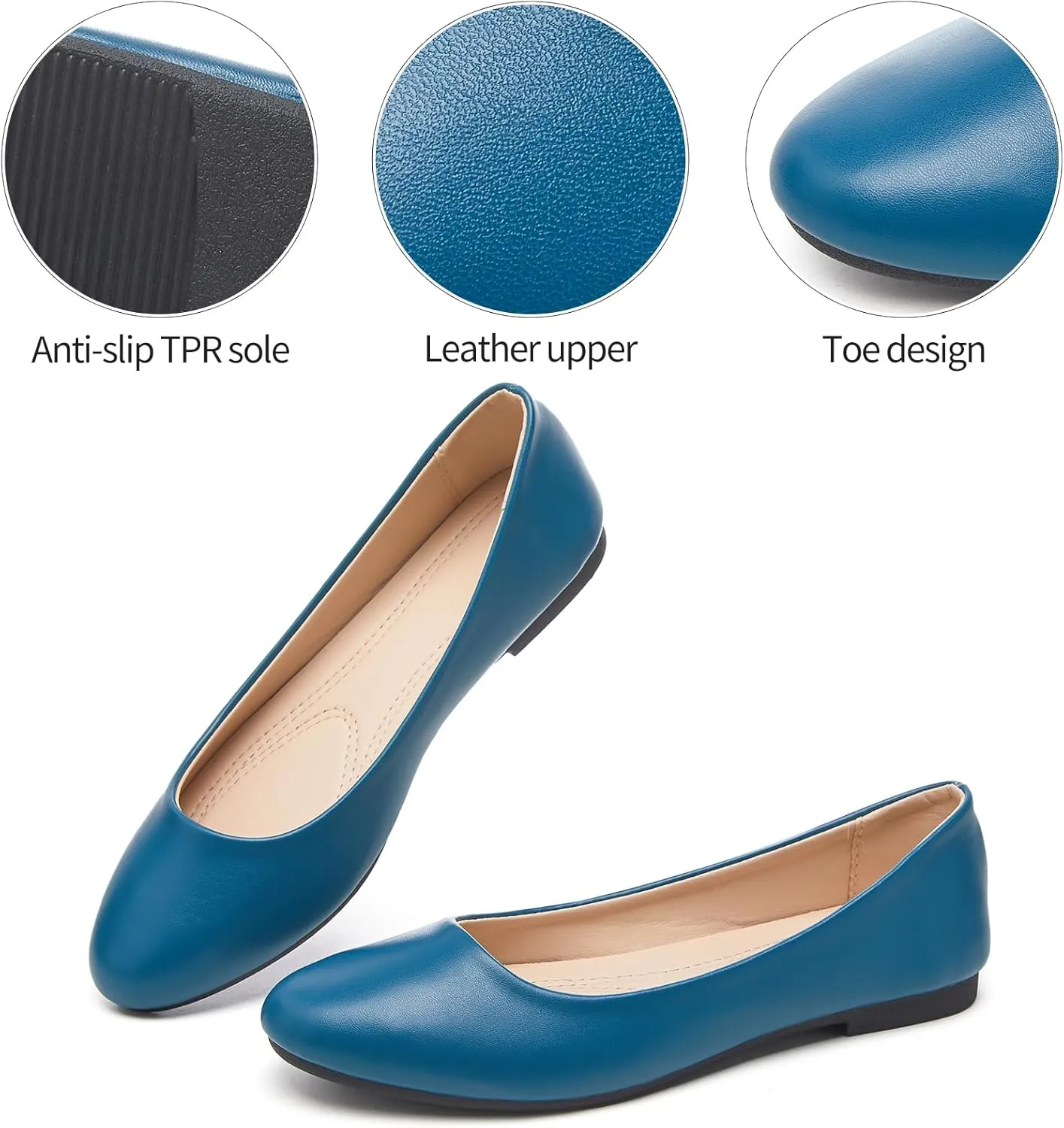 Hash Bubbie Women's Flats Shoes Ballet Flats Dress Shoes Comfortable PU Leather Slip on Shoes for Women