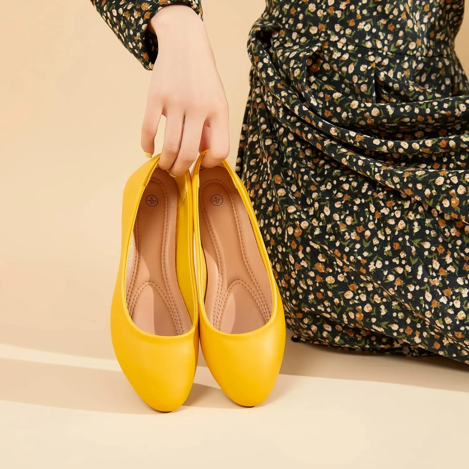 Hash Bubbie Women's Flats Shoes Ballet Flats Dress Shoes Comfortable PU Leather Slip on Shoes for Women